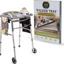 Walker Tray for Folding Walker with Cup Holders, Non-Slip Mat & Bag - Adjustable Universal Plastic Food Table for Seniors - Detachable Guardian Accessories - Removable Walker Trays for rolling walker