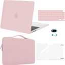 MOSISO Compatible with MacBook Air 13 inch Case M5 2026 M4 2025 M3 M2 2024-2022 A3449 A3240 A3113 A2681,Hard Shell&Sleeve Bag&Keyboard Skin&Webcam Cover&ScreenFilm for MacBook Air 13.6, Baby Pink