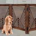Lightnpro Extra-Wide Wooden Dog Gate Rustic Freestanding Indoor Pet Barrier, Foldable Safety Fence for Small Dogs, Decorative Room Divider for Stairs, Doorways & Hallways 24x54 Inch Burnt Finish