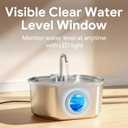 Cat Water Fountain Stainless Steel: 108oz/3.2L Cat Fountain for Drinking - Pet Water Fountain Inside - Automatic Dog Watering Dispenser Bowl - Pet Feeding & Watering Supplies - Water Level Window
