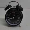 Peakeep 4 Inches Twin Bell Loud Alarm Clock for Heavy Sleepers, Backlight, Battery Operated Old Fashioned Alarm Clock for Bedrooms (3D-Dial, Black)