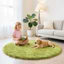 yulidayang Fluffy Round Area Rugs for Bedroom,3'X3'Shag Circle Area Rugs for Living Room,Non Slip Fuzzy Plush Rug for Kids Room Boys Girls Room and Dorm Home Classroom Rug (Grass Green)