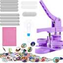 Button Maker Machine 2.25in 58mm - Button Pin Maker Machine Kit for DIY Gifts, Press Machine with 100 Sets of Badge Supplies(Purple)