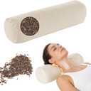 Buckwheat Pillow - Adjustable Buckwheat neck Pillow(17x6) to Provide Firm Support, Neck Roll Pillows for Side and Back Sleepers, Cylinder Bolster Pillows with Organic Pillowcase