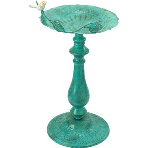 MUMTOP Bird Baths for Outdoors-Metal Bird Bath Bowl- Green Birdbaths Stand with Leaf and Bird Decor, Bird Feeders for Outside, Garden, Patio, Lawn, Outdoor Decor