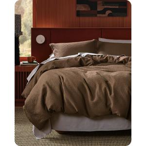 Bedsure Cotton Duvet Cover King - 100% Cotton Waffle Weave Brown Duvet Cover King Size, GentleSoft and Breathable Bedding Set for All Season, 3 Pieces, 104"x90"