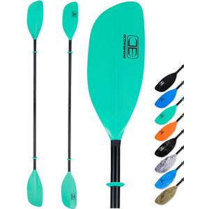 OCEANBROAD Kayak Paddle 86in/218cm, 90.5in/230cm Alloy Shaft 2-Piece Floatable Kayak Oar for Kayaking Canoeing Boating (Mint Green)