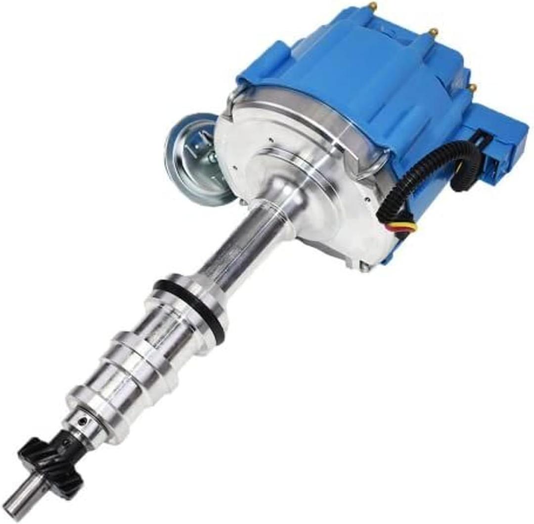 A-Team Performance - HEI Complete Distributor 65,000 Volts Coil - Compatible With Big Block Ford FE V8 352 360 390 406 410 427 428 One-Wire Installation Blue Cap