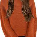 Crewneck Sweaters Chunky Lantern Sleeve Knit Jumper Tops Casual Drop Shoulder Pullover Outwear M