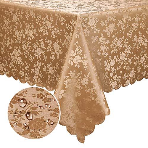 Smiry Rectangle Table Cloth, Waterproof Heavy Duty Vinyl Tablecloths, Wipeable Washable Table Cover for Kitchen and Dining Room (Brown, 60" X 102")