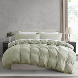 Nestl Sage Green California King Duvet Cover Sets - Soft Prewashed Cal King Duvet Cover, 3 Piece, with Zipper Closure, 1 Duvet Cover 104x98 inches and 2 Pillow Shams - No Comforter