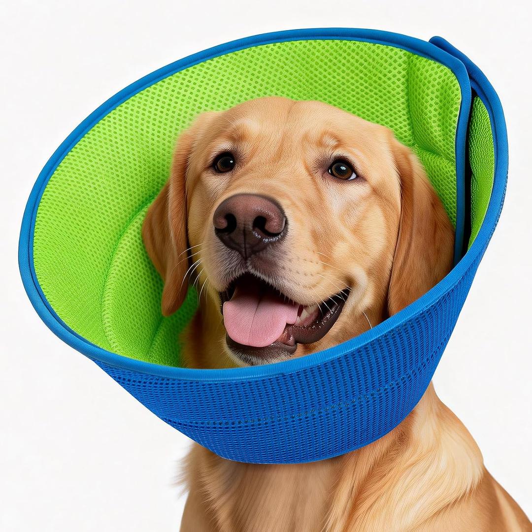Dog Cone Collar Soft Cone for Dogs Dirt-Resistant and Washable Soft Dog Elizabethan Collars for Small Large Medium Dogs After Surgery Recovery Collars (Blue, L (Neck: 15-17.3"))