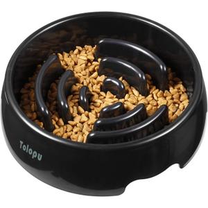 Large Slow Feeder Dog Bowls,Hold 8 Cups,Stop Bloat Bowl Anti-Choking &Anti-Gulping & Fun Feeding Bowl (Large, Black)