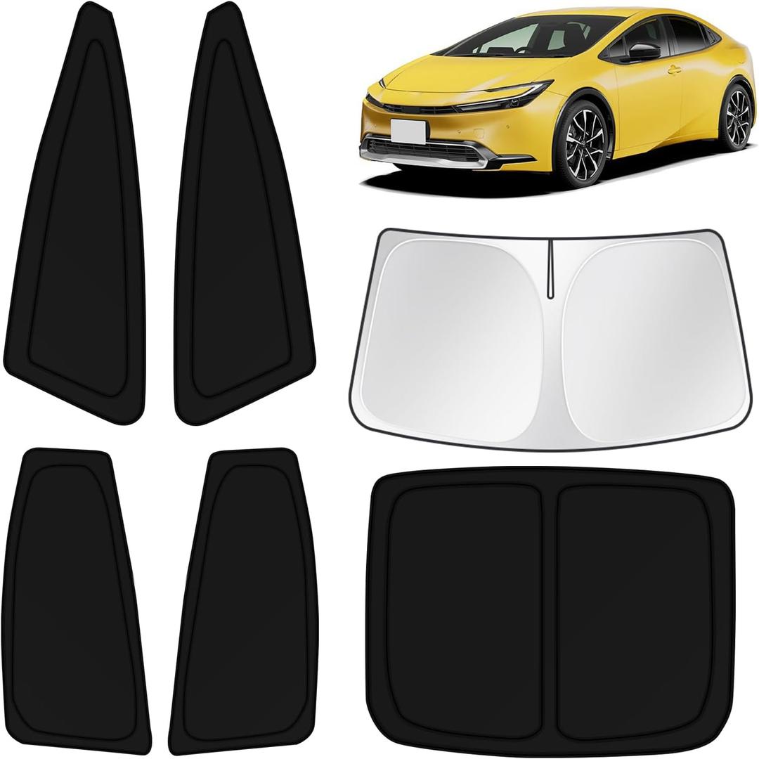 KUST Car Window Shades for Toyota Prius 2023 2024 2025 2026 Windshield Sun Shade Side Window Cover UV Block Privacy Protection Accessories for Camping Blackout Rear Back Full Set 6PCS
