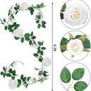 TELDRASSIL 4Pcs(26 FT) Artificial Rose Vine Fake Flower Garland Fake Silk Rose Hanging Vine for Wedding Party Background Arch Garden Background Decoration (White)