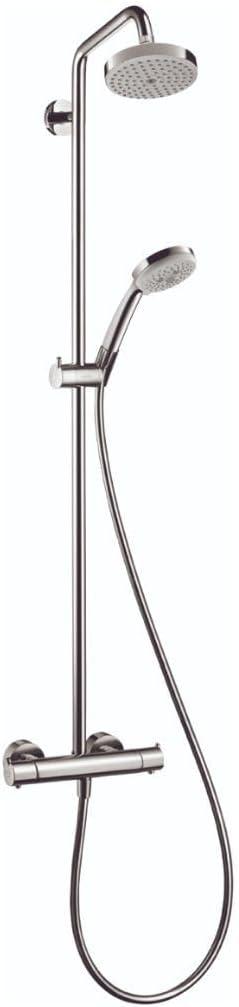 hansgrohe Croma Sliding Height Adjust Air Infusion, Rain AirPower Spray, QuickClean Showerpipe Shower Set in Chrome, 27169001 Small