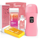 Roll on Wax Kit for Hair Removal, Wax Roller Waxing Kit for Women, Smart Roll on Wax Warmer, Digital Temperature Display, Suitable for Beginners Waxing, Pink