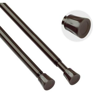 TYRON Curtain Tension Rod 17 to 28 Inch, Adjustable Spring Loaded Curtain Rod, Expandable Window Curtain Rod Tension for Kitchen, Wardrobe, Cupboard, Closet (Bronze, 2 Pack)