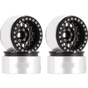 INJORA 1.9" Beadlock Wheel Rim - 150g Super Heavy Brass & Aluminum Deep Dish Wheel for 1/10 RC Crawler SCX10 TRX4 VS4-10 Gen8 (Black)