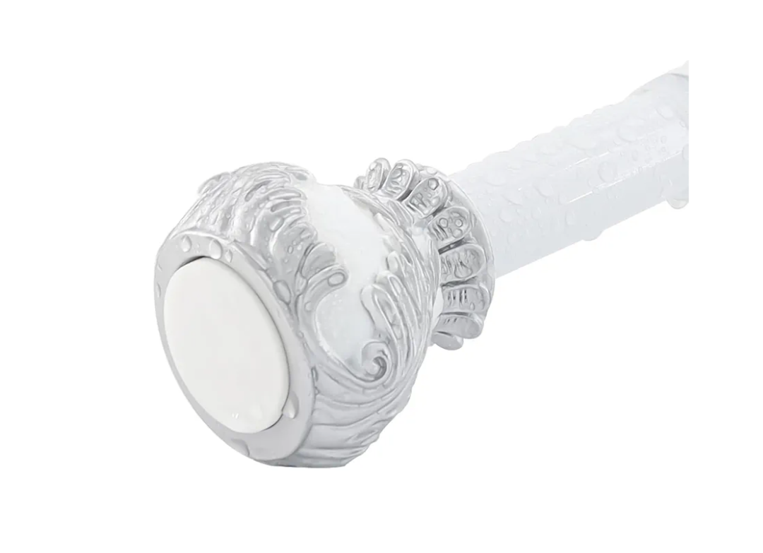 Shower Curtain Rods,1 Inch Adjustable Curtain Rod, Spring Tesion White Leaf Vintage Decorative Shower Curtain Rod, Anti-Slip Telescoping Curtain Rod for Bathroom Window Living Room (27in-86in)