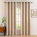 MIULEE Blackout Curtains for Bedroom Living Room Thermal Insulated Room Darkening Grommet Top Solid Light Blocking Drapery Set of 2 Window Panels 52 x 90 Inches Beige