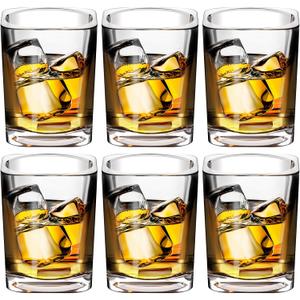 6 Pack Heavy Base Shot Glasses Bulk, 2.2 oz Clear Espresso Square Whiskey Shot Glass Set for , Whiskey, , Espressos, Spirits & Liquors
