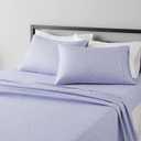 Amazon Basics Lightweight Super Soft Easy Care Microfiber 4 Piece Bed Sheet Set With 14" Deep Pockets, Queen, Blue Damask, Printed