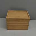 BAMOTTO CRAFTBAMBOO 10.2”x7.3”x6.5” Lidded Storage Bins - Stackable Bamboo Box/ Cube/ Basket with Handles for Home Kitchen Office, Organize Tableware Clothing Toys Books