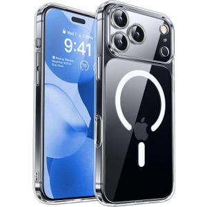 CANSHN Magnetic Compatible with iPhone 17 Pro Max Case Clear, Upgraded [Full Camera Protection] [Compatible with Magsafe] Non-Yellowing Protective Shockproof Bumper Phone Cover 6.9 Inch - Clear
