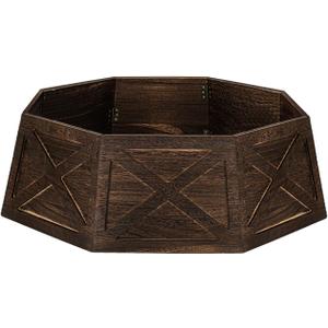 [2025 New] Natural Wood Christmas Tree Collar Stand for Real Trees up to 7.5ft, Durable Tree Base Cover with Easy Installation, Home Holiday Christmas Decoration (Dark Brown, D-30 Inch)