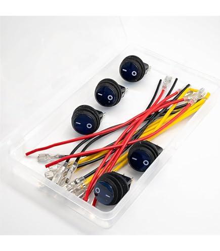 12V Waterproof Round Rocker Switch Blue LED Lighted [UL Listed] ON Off 3 Pin 12 Volt 20A Weatherproof Illuminated Toggle for Marine Car RV Truck -6Pack