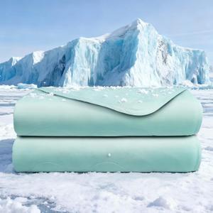 Cooling Comforter, Soft & Breathable Lightweight Blanket for Hot Sleepers, All-Season Cooling Blanket 90"x90" Queen Size, Green