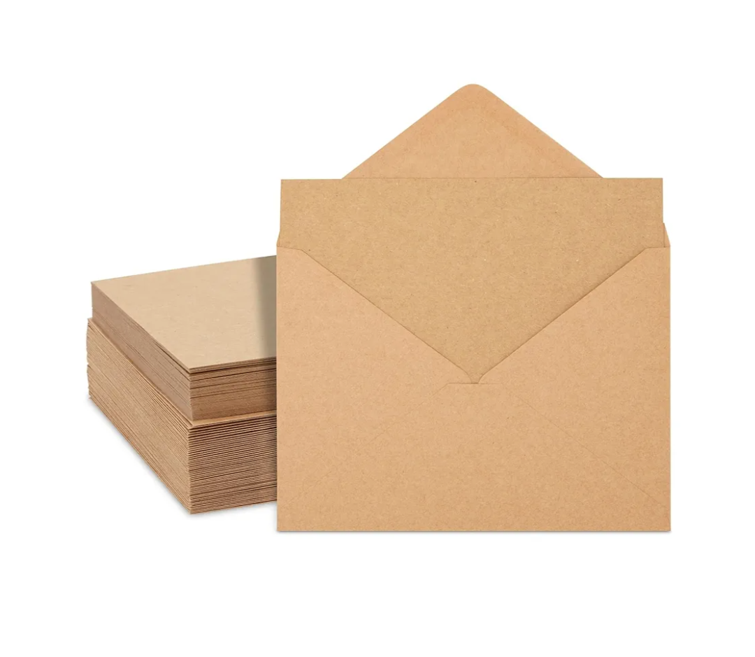 Best Paper Greetings 50 Pack Blank Cards and Envelopes 5x7, Kraft Paper A7 Notecards for DIY Open When Letters, Wedding Invitations, Birthday Cards