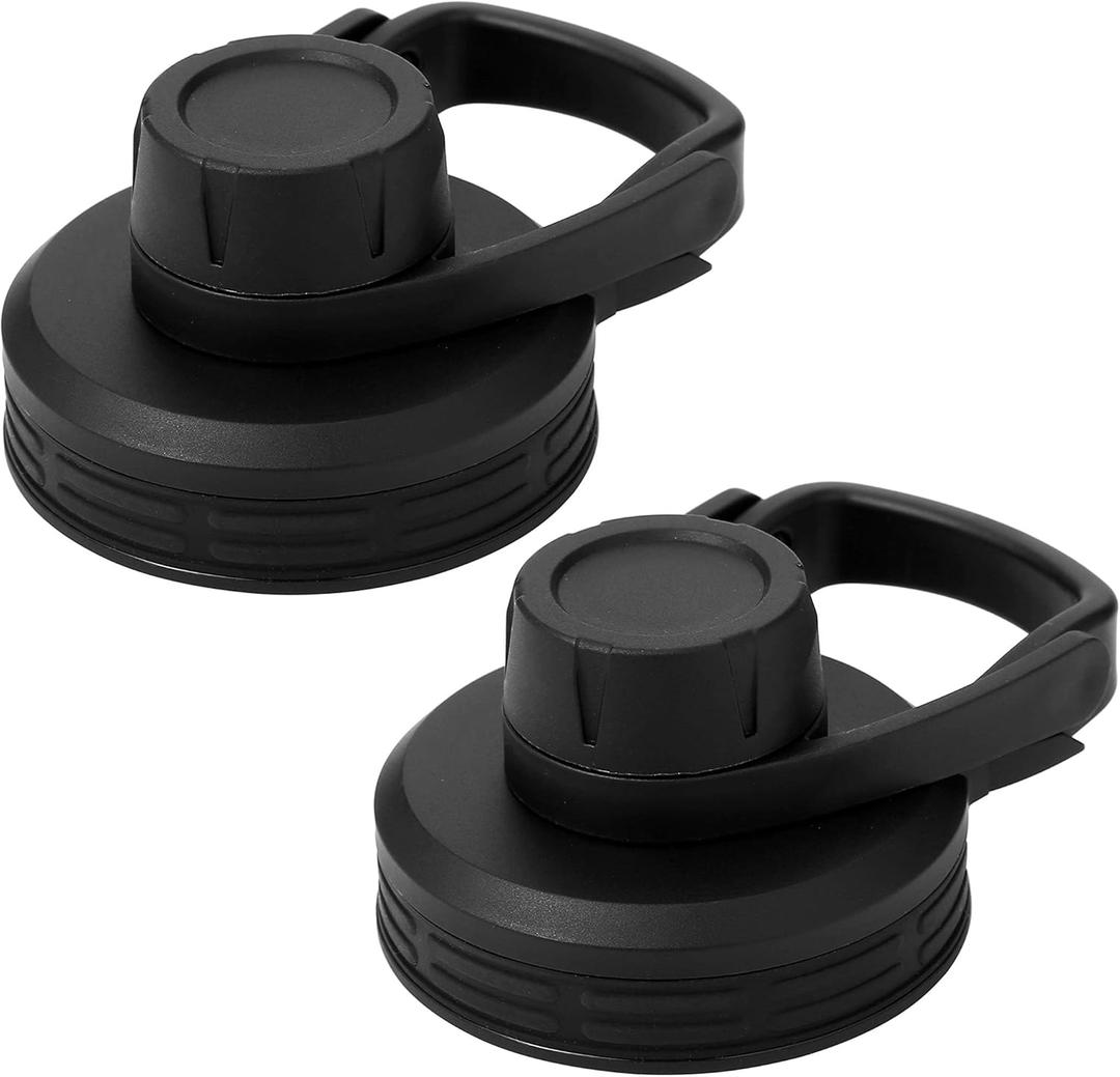 IRON FLASK Spout Lid for Wide Mouth, Insulated Sports Water Bottles, Chug Lid, BPA Free 2 Lids (Midnight Black)