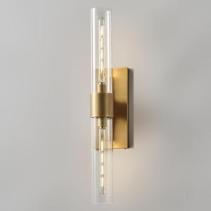 22.8" Bathroom Sconce  Modern Hardwired Wall Sconce with Clear Glass Tube, Linear Design for Bathroom Mirror, Bedroom & Living Room, Bulb Included (Gold-1Set)
