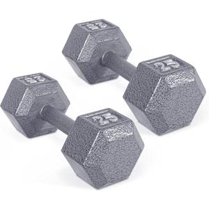 CAP Barbell Cast Iron Hex Dumbbell | Multiple Options (25 lb, Gray, Pair)
