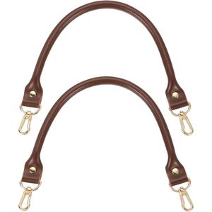uxcell Leather Purse Strap, 2Pcs 400mm/15.75" Cowhide Purse Replacement Handle for Women's Handbag Underarm Bag Tote (Dark Brown)