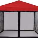 Mosquito Net for Outdoor Patio and Garden, Screen House for Camping and Deck, Gazebo Screenroom, Zippered Mesh Sidewalls for 10x 10 Gazebo (Black)