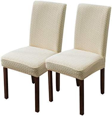 Genina Chair Covers for Dining Room Chair Covers Dining Chair Slipcovers Stretch Kitchen Parsons Chair Cover (Beige, 2 PCS)