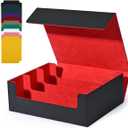 Card Storage Box for Trading Cards, 1800+ PU Leather Commander Card Deck Case, Magnetic Closure Card Holder Fits for Magic Game Cards(Black & red)