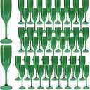 Champagne Flutes, Reusable Plastic Champagne Glasses for Wedding, Unbreakable Wine Glasses for Party Mimosa Bar Anniversary Bridal Shower (48, Green)