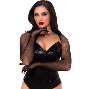Traitorous Women's Black Fishnet Fingerless Shrug (Black)
