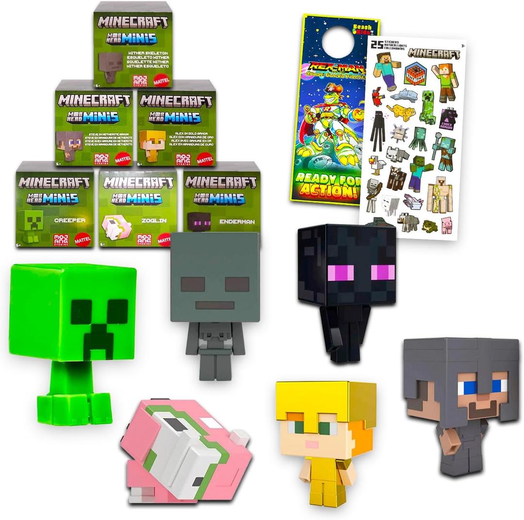 Minecraft Cupcake Toppers 6 Pack - Bundle with 6 Minecraft Mini Figures for Parties, Birthdays, Events Plus More | Video Game Party Decorations for Kids