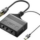 1 to 3 Port RJ45 Network Ethernet Adapter Splitter,esbeecables Ethernet Splitter 1 Male to 3 Female LAN Ethernet Splitter Adapter with USB Charging Port Suitable Super Cat5,Cat5e,Cat6,Cat7,Cat8