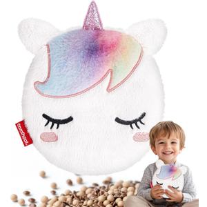 Unicorn Microwave Heating Pad for Pain Relief, Unscented Microwavable Heating Pads Stuffed Animal for Cramps, Neck Shoulder, Muscles, Natural Small Heat Pack Moist Heat with Washable Cover