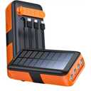 Solar Power Bank Portable Charger 63200mAh Battery Pack, Hand Crank Charger Dual Outputs Inputs 4 LED Flashlight, Fast Charging with Built in Cables Power for Phone Camping Emergency Travel (Orange)