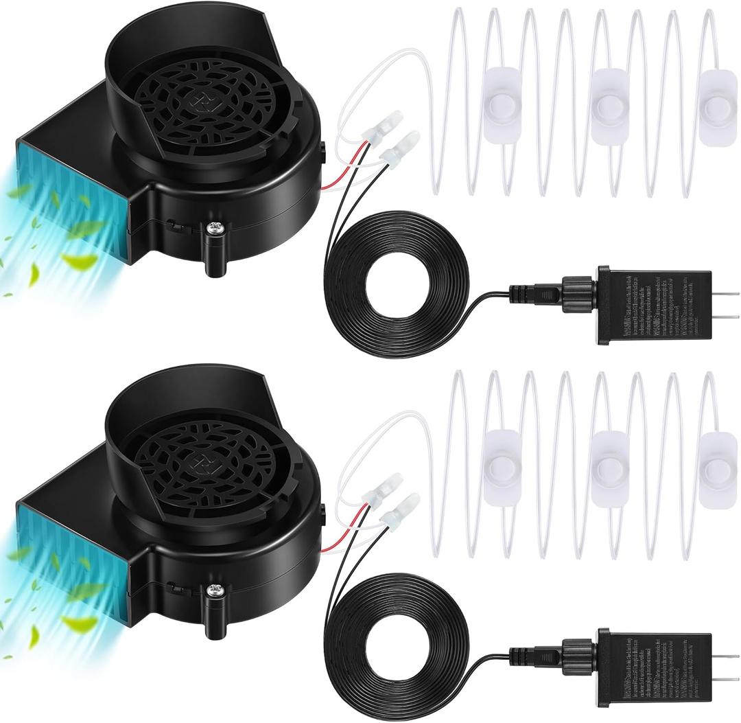 Hiboom 2 Pack Replacement Inflatable Fan Blower, 0.5A Output Air Blower for Inflatable with 3 LED, Air Blow Replacement for Halloween Christmas Yard Blow Up Decor