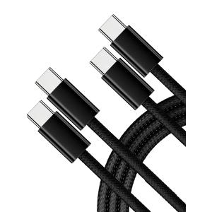 [6.6 ft, 2-Pack] 240W Type C USB C to C Cable for iPhone 17 Charger Fast Charging Nylon Braided Cable E-Marker Charger Cord [Black]