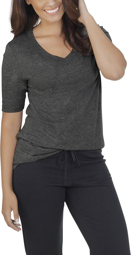 Fruit of the Loom Women's Crafted Comfort Relaxed Fit Tri-Blend Tees, Short & Long Sleeve (Medium)