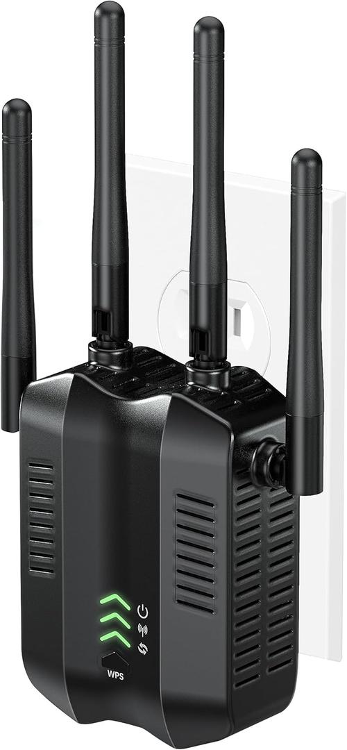 Dual Band WiFi Extender 1200Mbps (2.4GHz+ 5GHz) LongRange Internet Repeater for Home, Up to 10,000 sq.ft and45 Devices